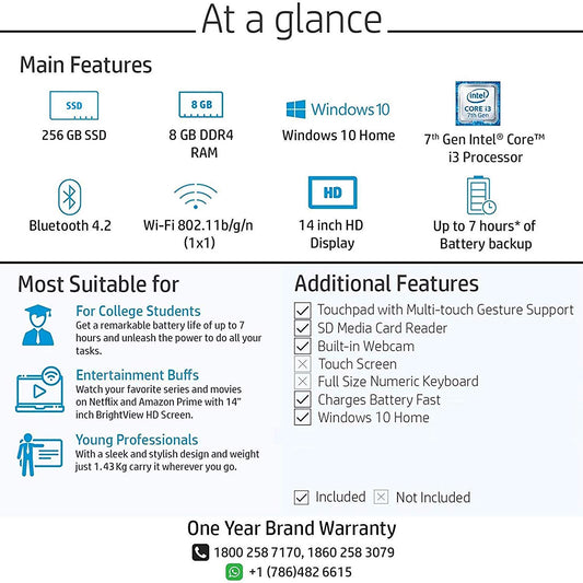 HP 14 Core i3 7th gen 14-inch Thin and Light Laptop