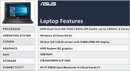 ASUS E402YA-GA067T 14-inch HD Thin & Light Entry Level Laptop1
