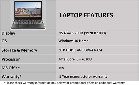 Lenovo Ideapad S145 7th Gen Intel Core i3 15.6-inch FHD Thin and Light Laptop